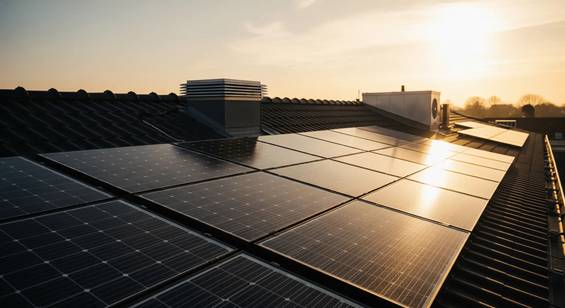 Hausdach mit Photovoltaikanlage bei sonnigem Wetter in Niedersachsen